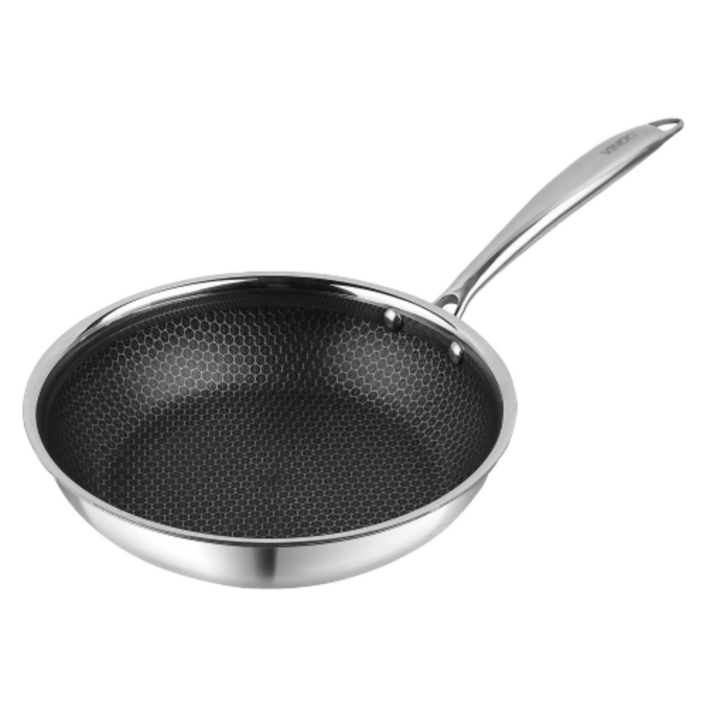 Vinod SAS Pro Platinum Triply Stainless Steel Hybrid Non Stick Frypan | Grocsy