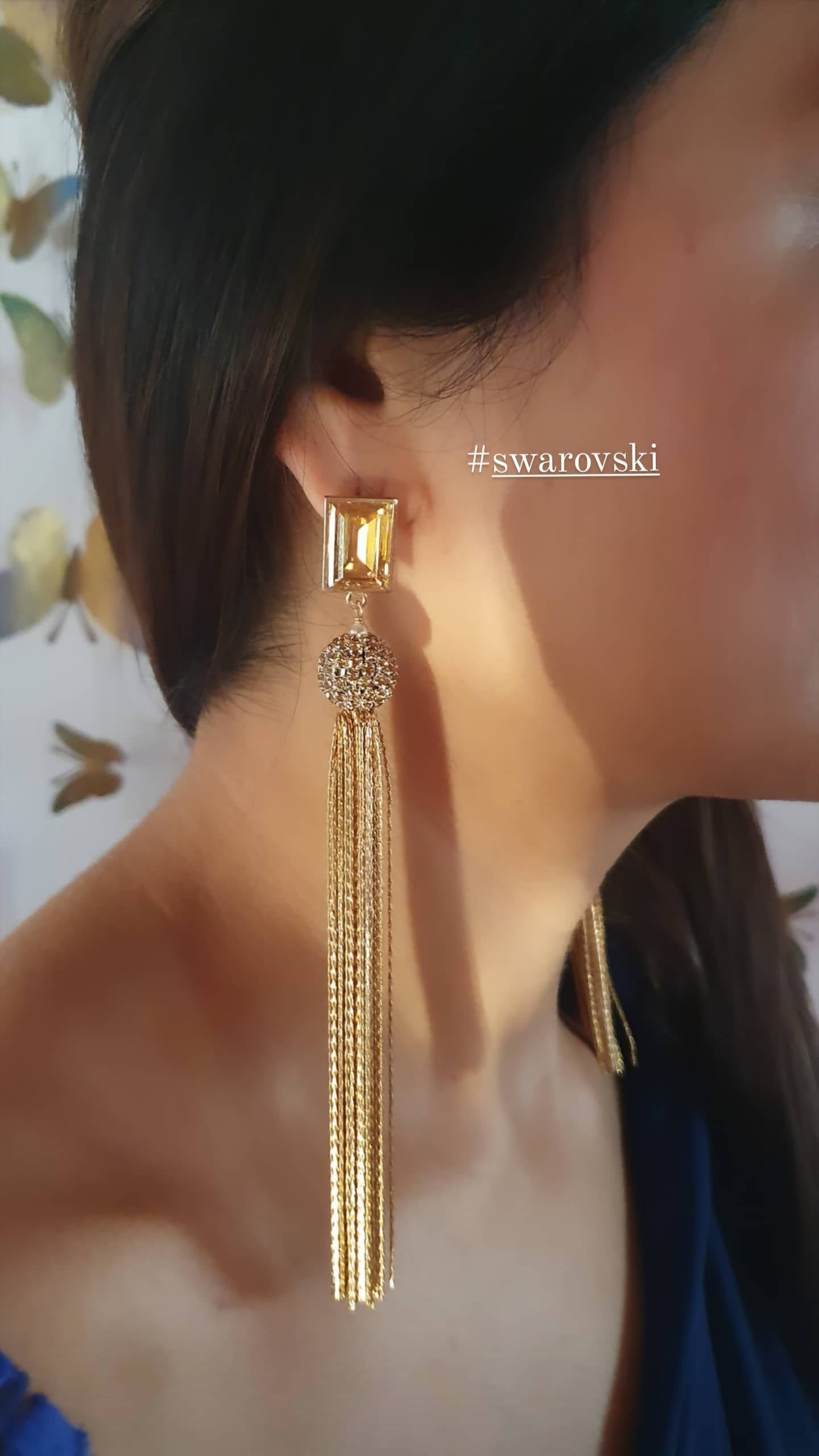 Bling Accessories Swarovski Golden Shadow Earrings | Grocsy