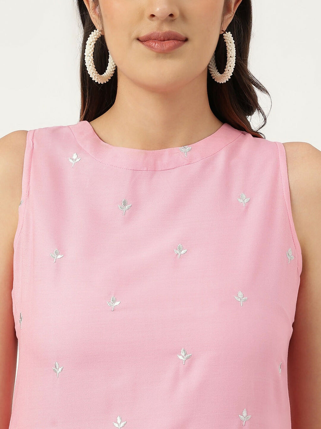 Joban Fashion Pink Rayon and Embroidered Work Straight Kurta Bottom Set | Grocsy