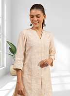 Joban Fashion Cream Linen Embroidered Readymade Cord Set | Grocsy