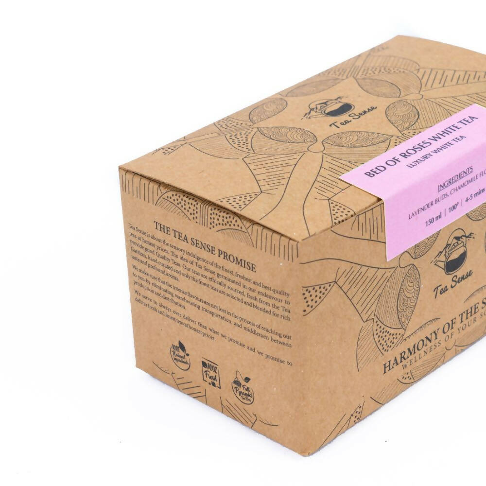 Tea Sense Bed Of Roses White Tea Bags Box | Grocsy