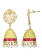 Joban Fashion Women White Beats Matte Gold Jhumka | Grocsy