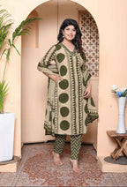 Miravan Womens Polka Dot Printed V-Neck Kurta With Palazzo And Dupatta Set | Grocsy