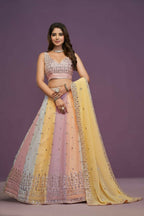 Multicolor Georgette Sequence ,Gota Patti Embroidery Work Lehenga Choli Set - Jihu Culture | Grocsy