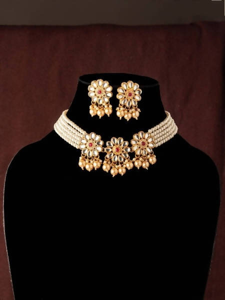 Mominos Fashion Johar Kamal Women's Golden Beads Pearls Gold-Polished Jewellery Set | Grocsy