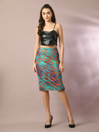 Myshka Women's Multi Printed Knee Length Party Embellished Skirts | Grocsy