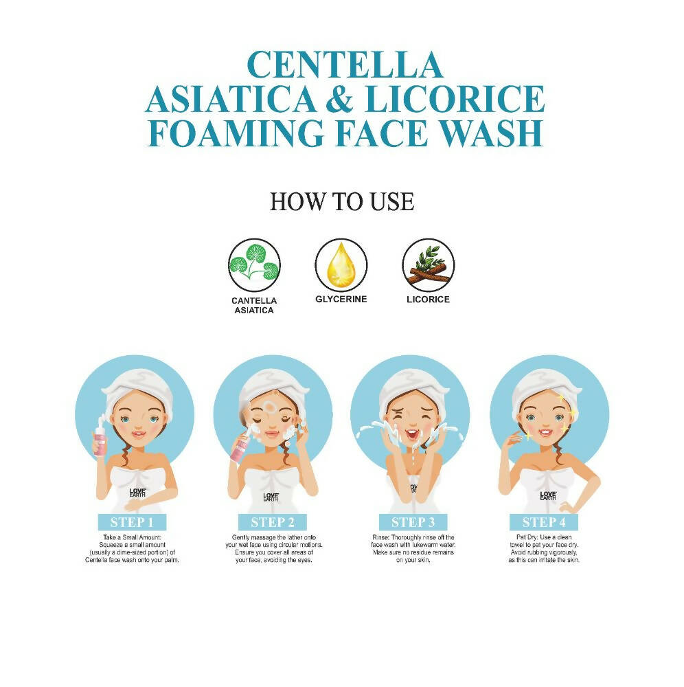 Love Earth Centella Asiatica & Licorice Foaming Face Wash | Grocsy
