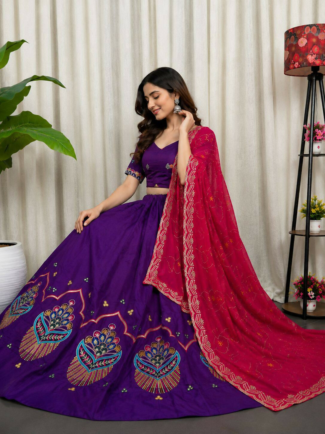 Lehenga Mart Purple Designer Navratri Lehenga Choli for Women | Grocsy