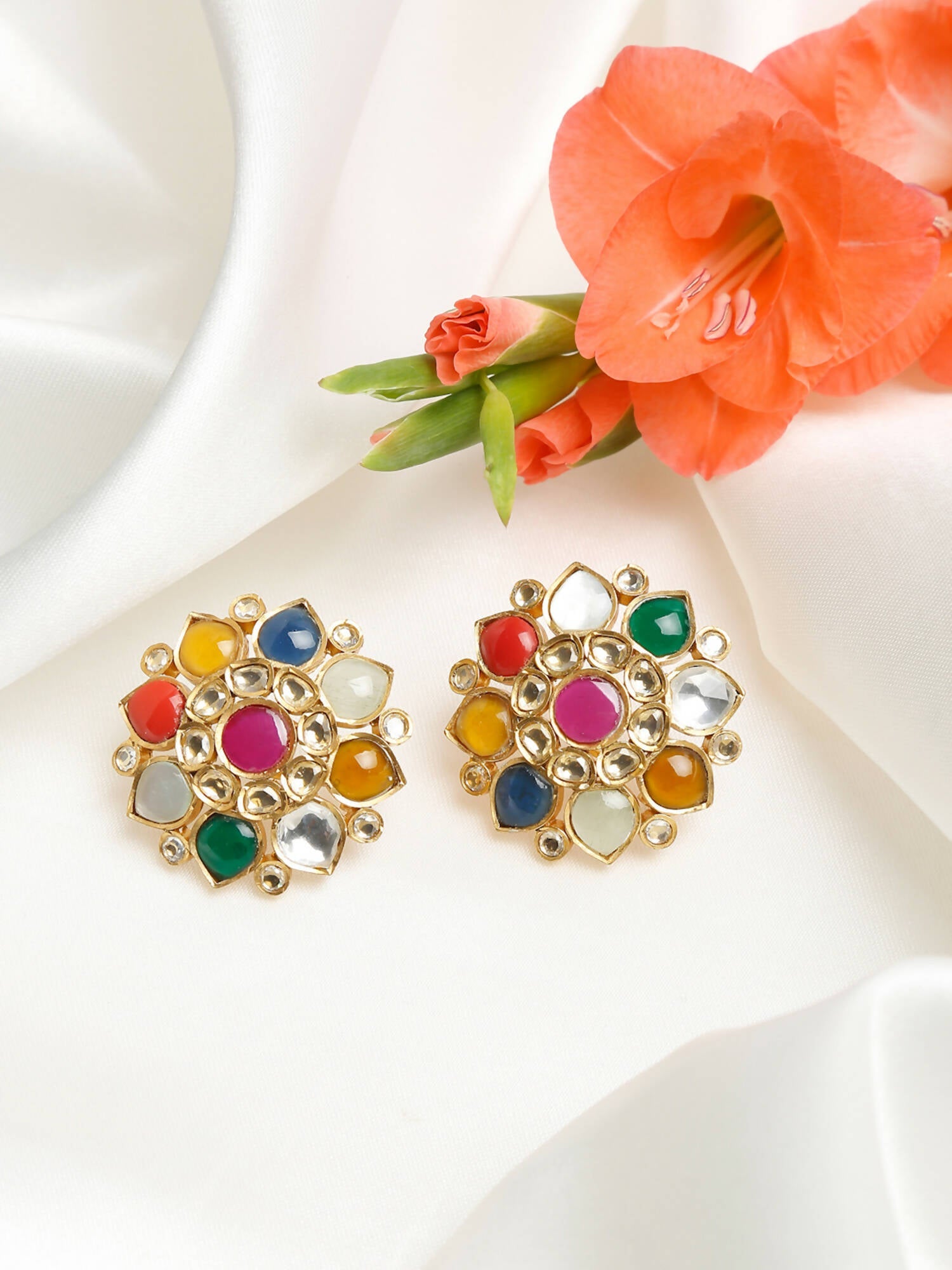 Multicoloured Contemporary Studs Earrings - Ruby Raang | Grocsy