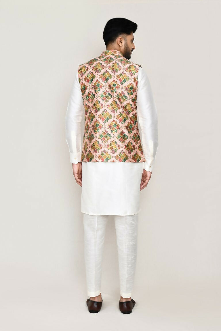 Joban Fashion Printed Colored Art Silk Printed Work Men's Jacket | Grocsy