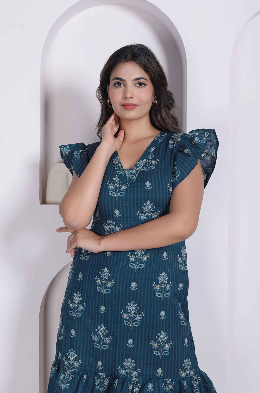 Miravan Women Empire Waist Blue Mini Length Dress | Grocsy