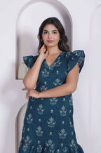 Miravan Women Empire Waist Blue Mini Length Dress | Grocsy