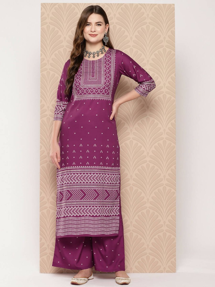 Ahalyaa Women's Traditional wear Kurta Set - Purple | Grocsy
