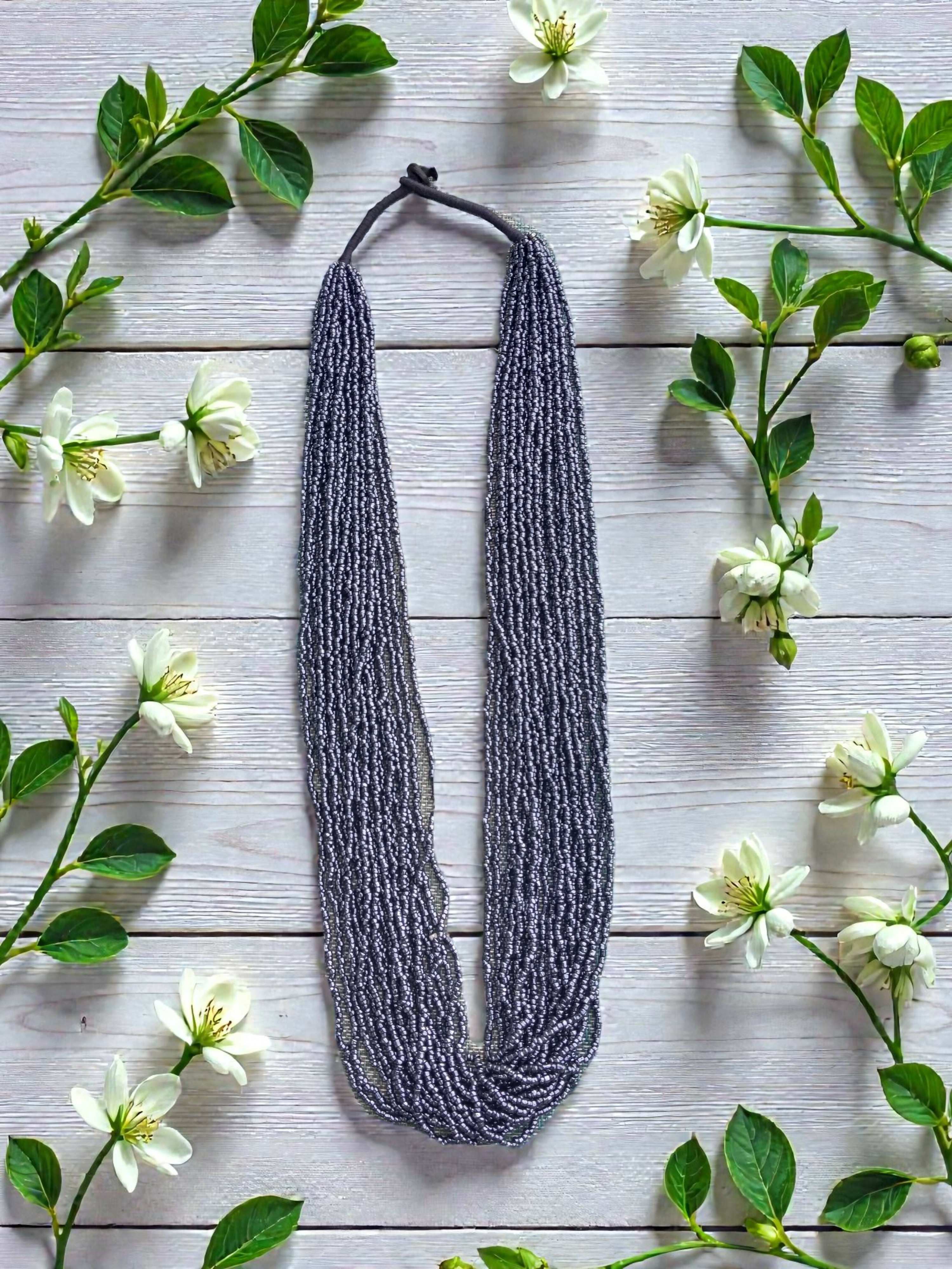 Inhanns Rangsaaz 20-Layer Luxe Long Beaded Only Necklace - Navy Blue 20 Layen Long Only Necklace | Grocsy