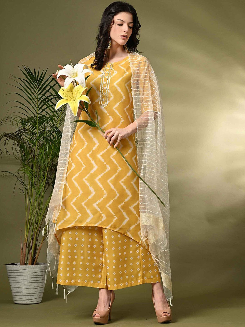 Sangria Embroidered Kurta Set With Dupatta | Grocsy