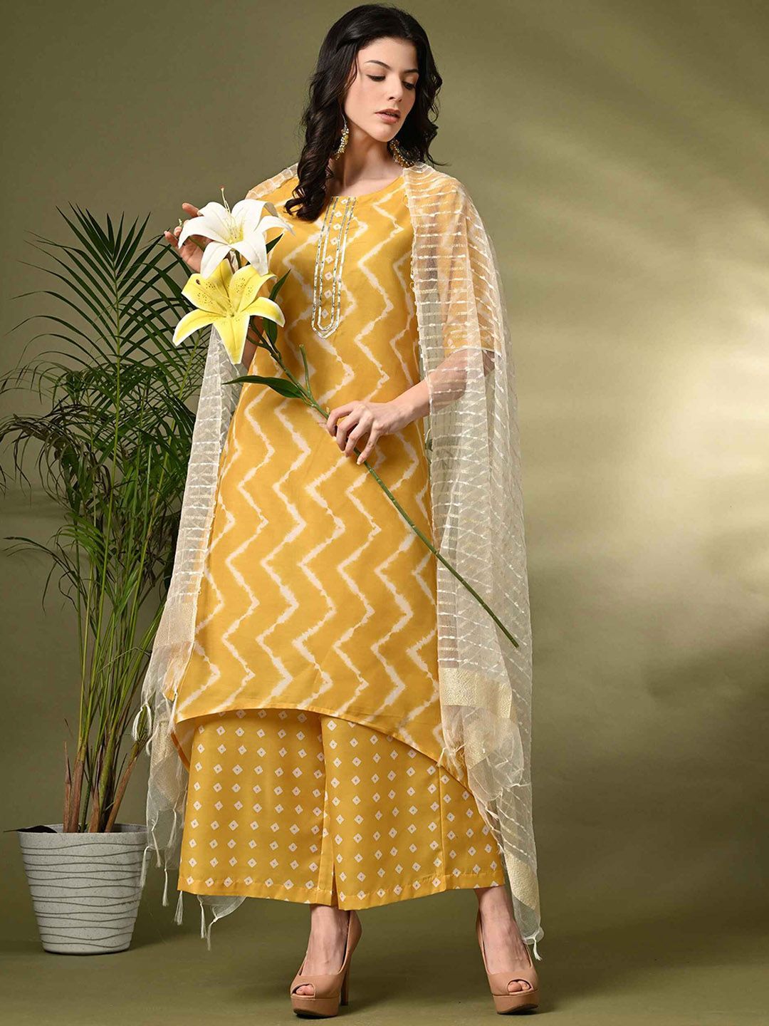 Sangria Embroidered Kurta Set With Dupatta | Grocsy