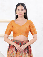 Joban Fashion Orange Tissue Elbow Sleeveless Back Open Blouse | Grocsy