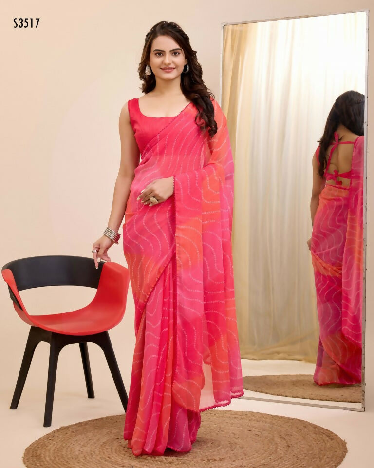 Gajri Georgette Designer Printed Ready To Wear Saree - Ibiza | Grocsy