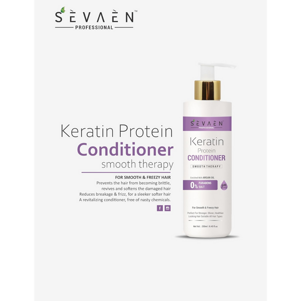 Sevaen Keratin Smooth Shampoo & Keratin Smooth Conditioner & Hair Serum | Grocsy