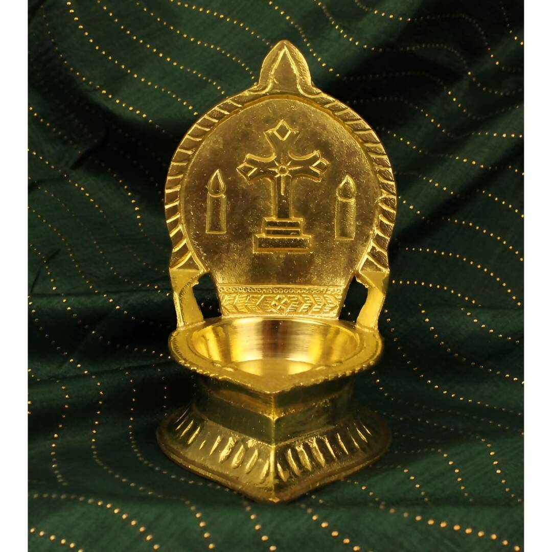 Spillbox Gold-Toned Brass Cross Diya Pooja Essential | Grocsy