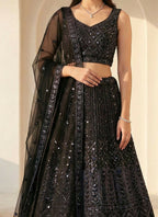 Lehenga Mart Black Net Designer Bollywood Style Wedding Wear Lehenga Choli | Grocsy
