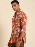 Orange Men Pure Cotton Relaxed Opaque Printed Casual Resort Shirt - Mahotsav | Grocsy