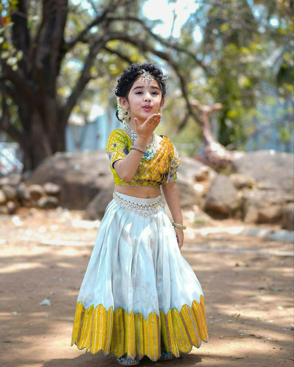 Jyoti Fashion Classy Yellow Heavy Chenille Sequins Embroidered Kids Lehenga Choli Set | Grocsy