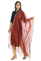 Mominos Fashion Maroon Banarsi Piping Dupatta | Grocsy
