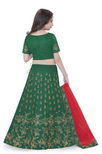 Dwiden Green Baby Doll Tafetta Sattin Semi-Stitched Girl's Lehenga Choli | Grocsy