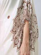 Vastranavya Ivory Mandala Print Free Hand Ready to Wear Saree | Grocsy