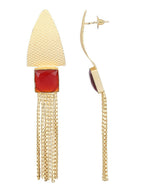 Joban Fashion Women Red Stone Matte Gold Earrings | Grocsy