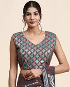 Brown Pure Georgette Sequence work Ready to wear Saree with stitched Blouse - Nirvana | Grocsy