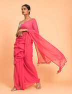 Suta Pink Solid Pure Cotton Saree | Grocsy