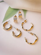 NVR Women's Set of 3 Gold-Polished Hoop Earrings | Grocsy