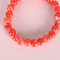 NVR Men & Women Red Marbel Crystal Elasticated Bracelet