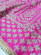 Jyoti Fashion Glamorous Rani Pink Chapat Zari and Dori Embroidered Malai Satin Silk Lehenga Choli with Dupatta | Grocsy
