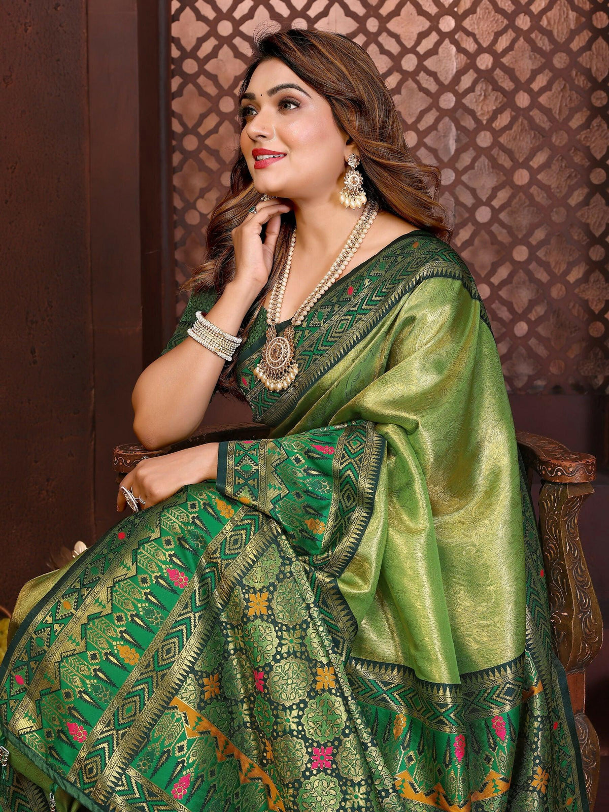 Anaita Banarasi Tissue Silk Saree | Grocsy