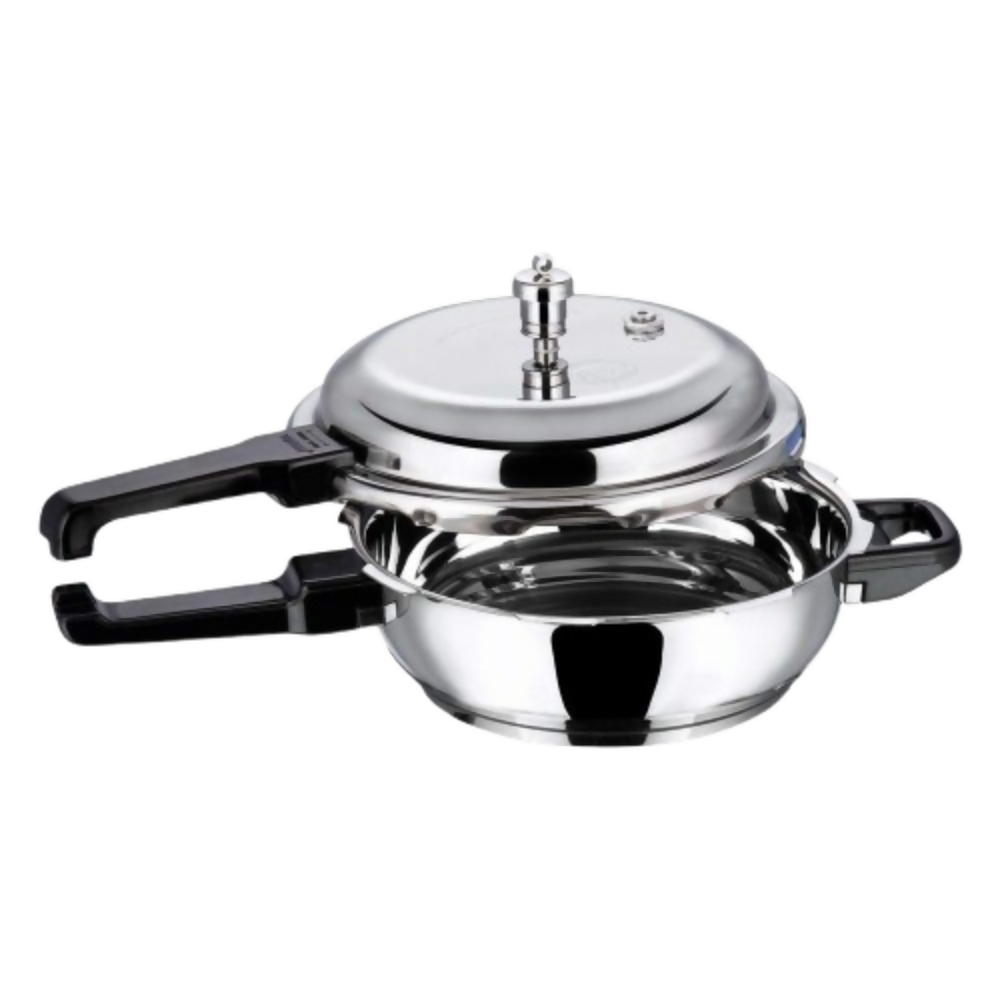 Vinod 18/8 Stainless Steel Outer Lid Sandwich Bottom Deep Pan Pressure Cooker | Grocsy