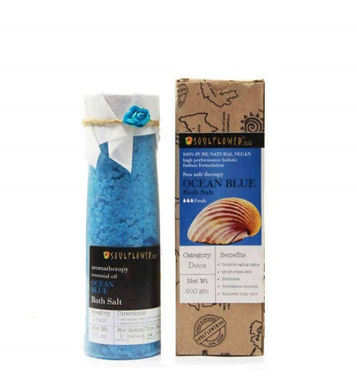Soulflower Aromatherapy Essential Oil Ocean Blue Bath Salt | Grocsy