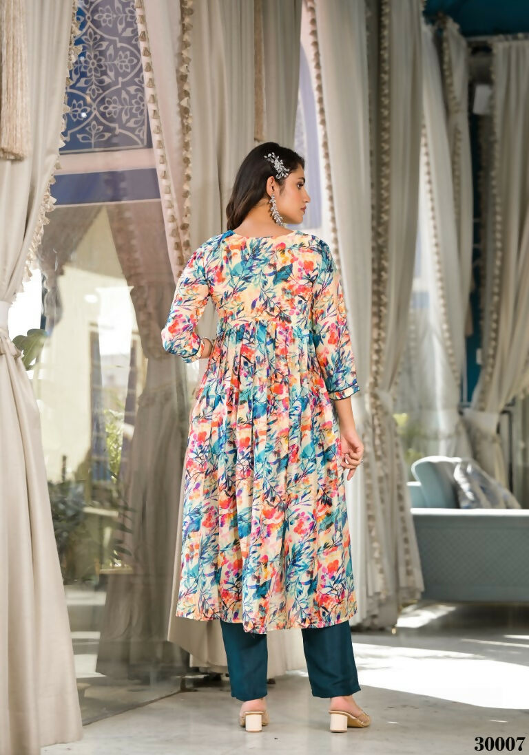 Designer Stylish Multi Slim Georgette Stitched Suit With Dupatta - Kiyara | Grocsy
