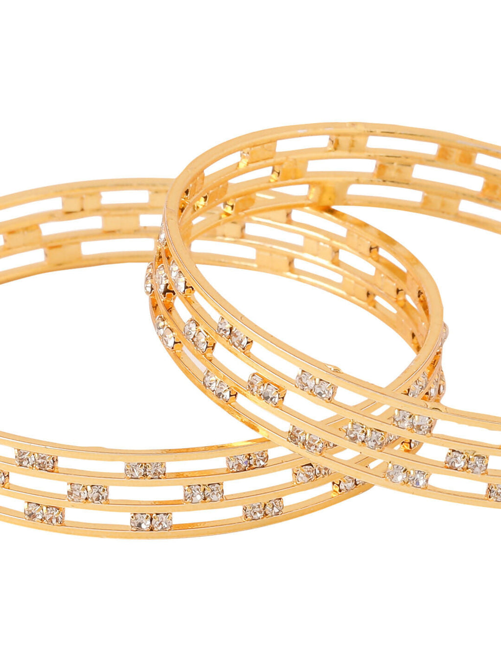 NVR Women Set of 2 Gold-Polished Traditional Bangles | Grocsy