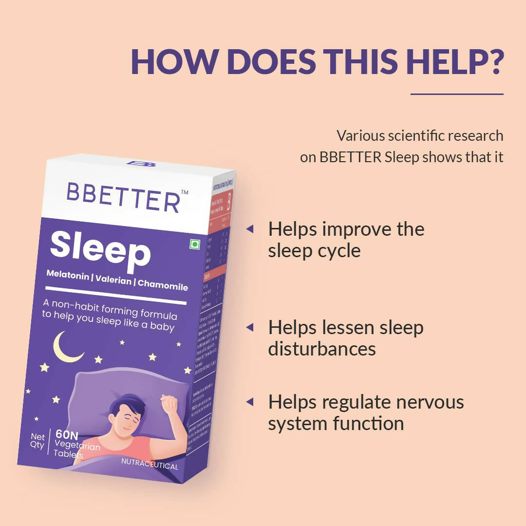 BBETTER Sleep Tablets Melatonin, Valerian, Chamomile | Grocsy