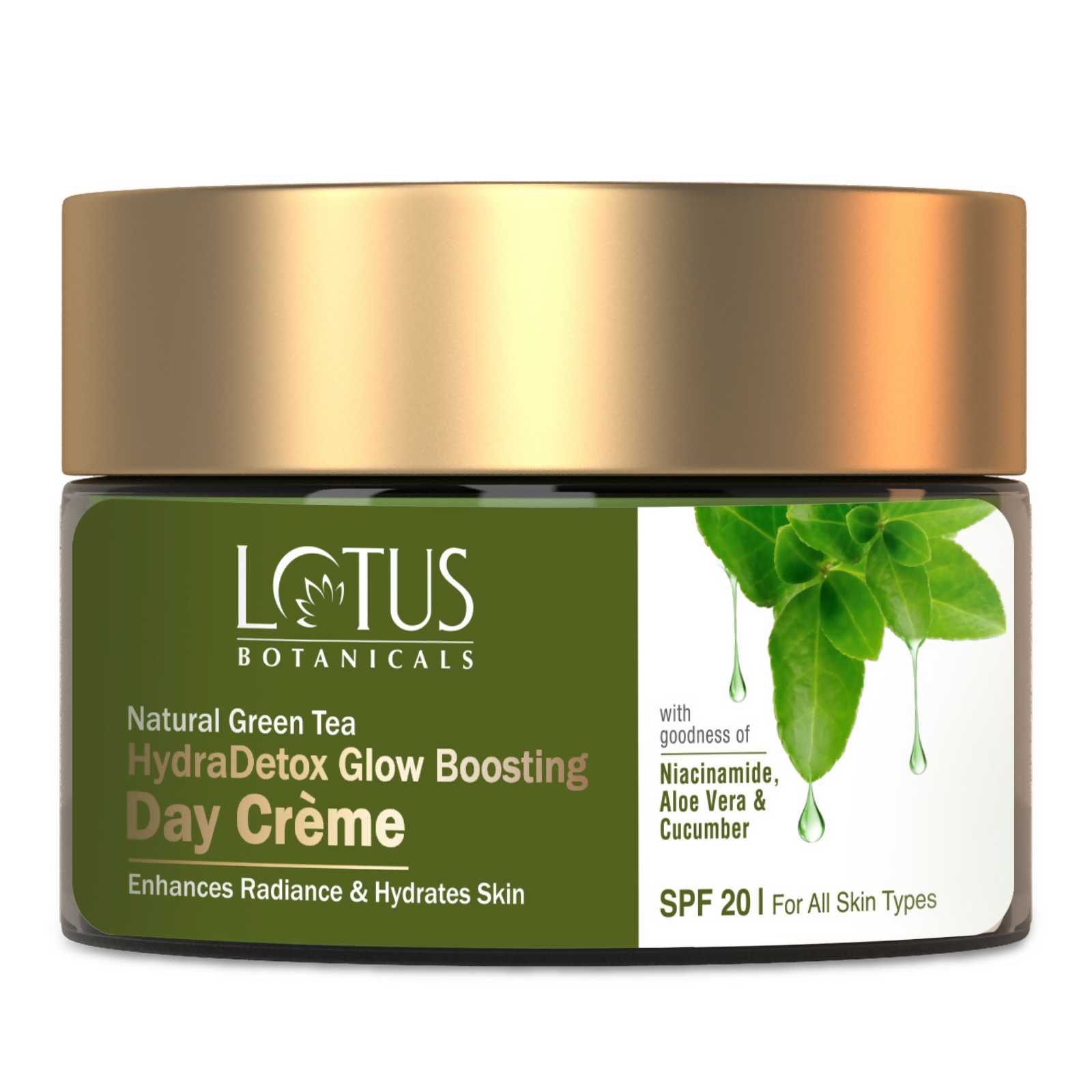 Lotus Botanicals Natural Green Tea Hydradetox Glow Boosting Day Cream Spf 20 | Grocsy