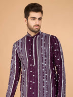 Vastranavya Purple Exclusive Festival Wear Pure Viscose Rayon Sequence & Foil Mirror Heavy Embroidered Work Kurta | Grocsy