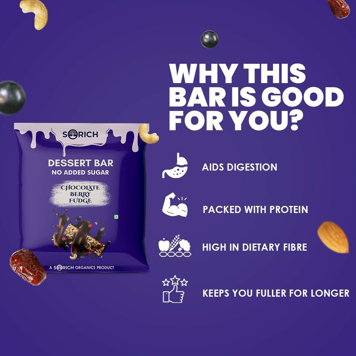 Sorich Organics Dessert Protein Mini Bars Chocolate Berry Fudge | Grocsy