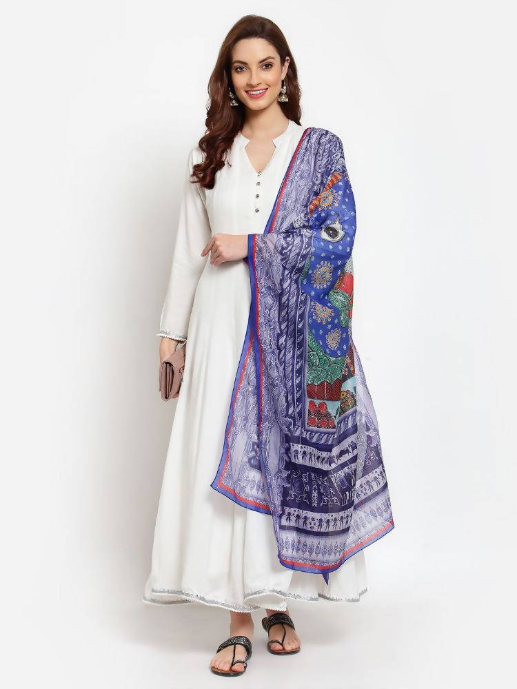 Myshka Women's White Solid Rayon Full Sleeve V Neck Casual Kurta Dupatta Set | Grocsy