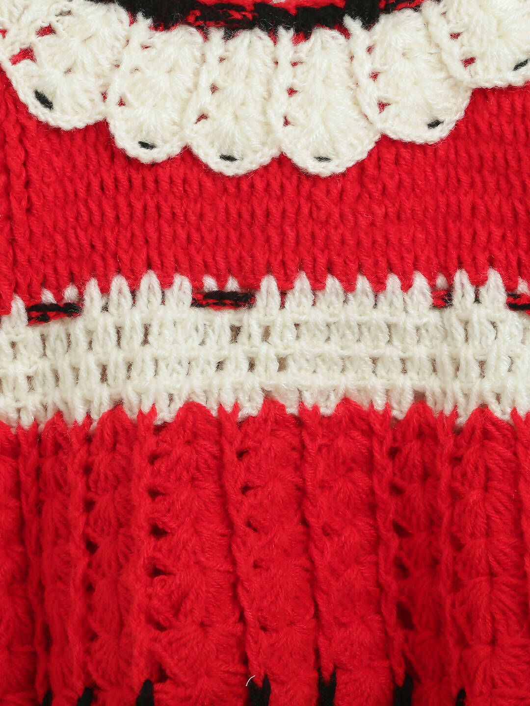 ChutPut Hand knitted Crochet Red Panda Wool Dress For Baby Girls - Red | Grocsy
