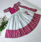 Jyoti Fashion Classy Wine Heavy Chenille Sequins Embroidered Kids Lehenga Choli Set | Grocsy