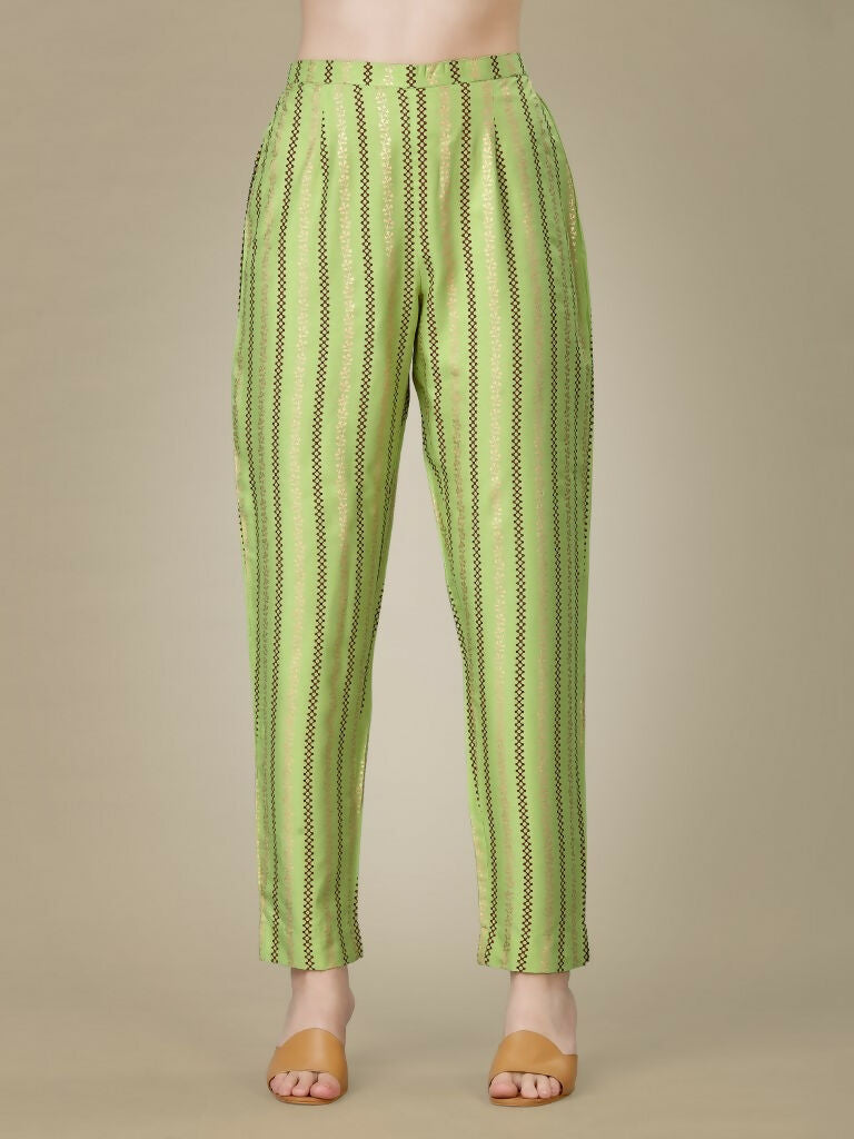 Jyoti Fashion Women's Light Green Rayon Embroidered Kurta Pant Set | Grocsy