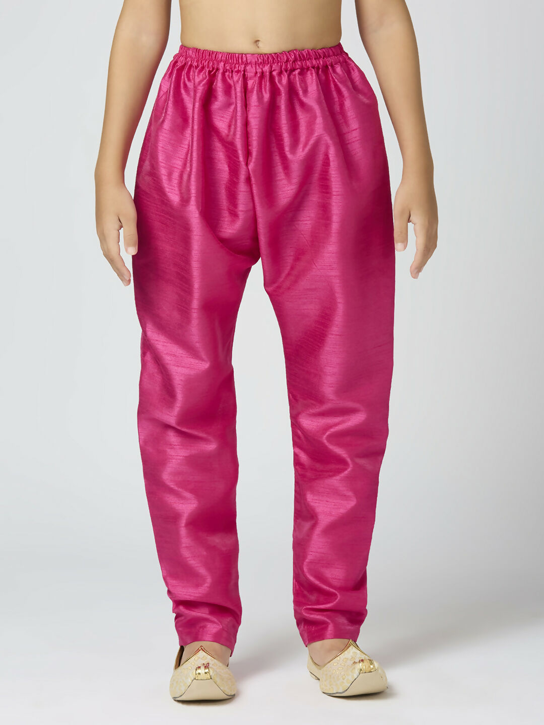 Joban Fashion Kids Island Full Sleeves Chanderi Kurta, Pyjama Set with Traditional Butta Work - Rani Pink | Grocsy